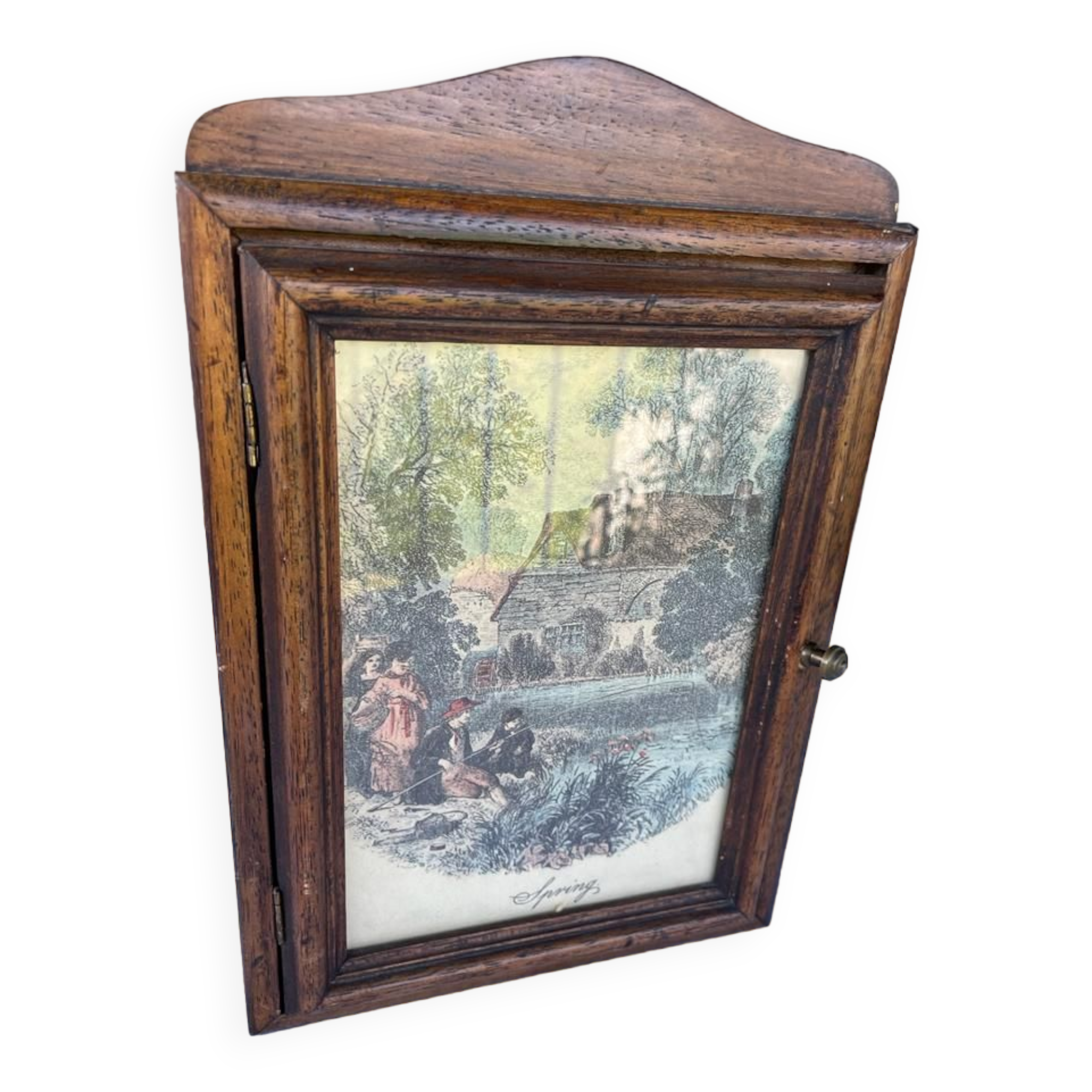 Small walnut key cabinet