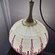 Høyrup Plast Danish pendant lamp, embroidered floral shade, 1960s