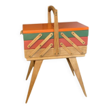 Vintage worker, sewing box with compass feet, 70s Scandinavian style.