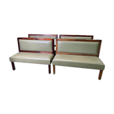 Suite of 4 bistro benches - brasserie in green skaï
