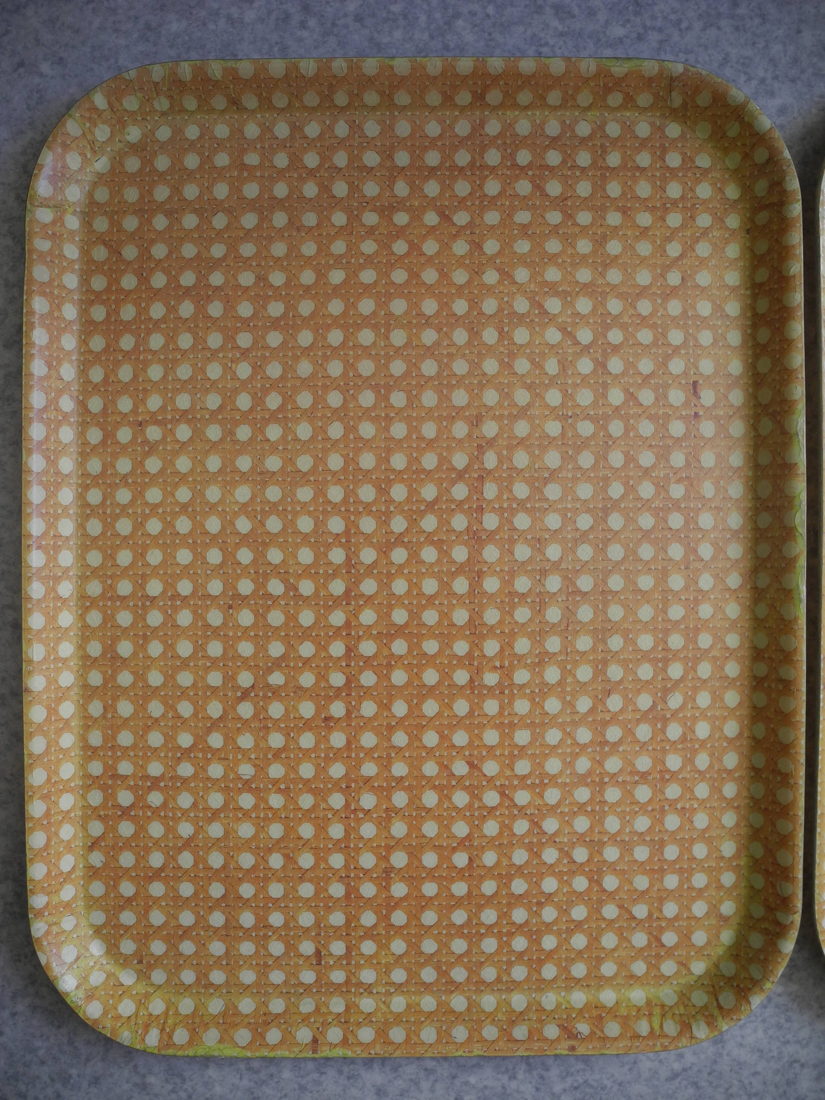 Mullerhof fiber cane trays vintage decor french fiberglass trays