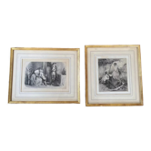 Pair of antique prints lithographs Célestin Nanteuil