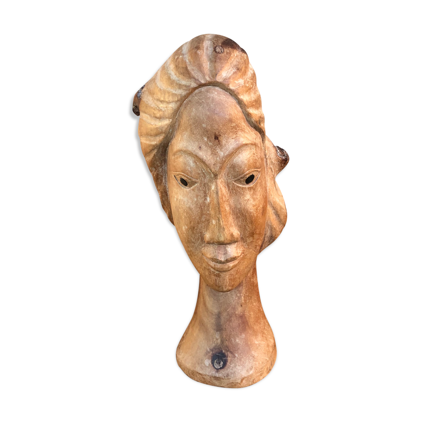 Wood head sculpture