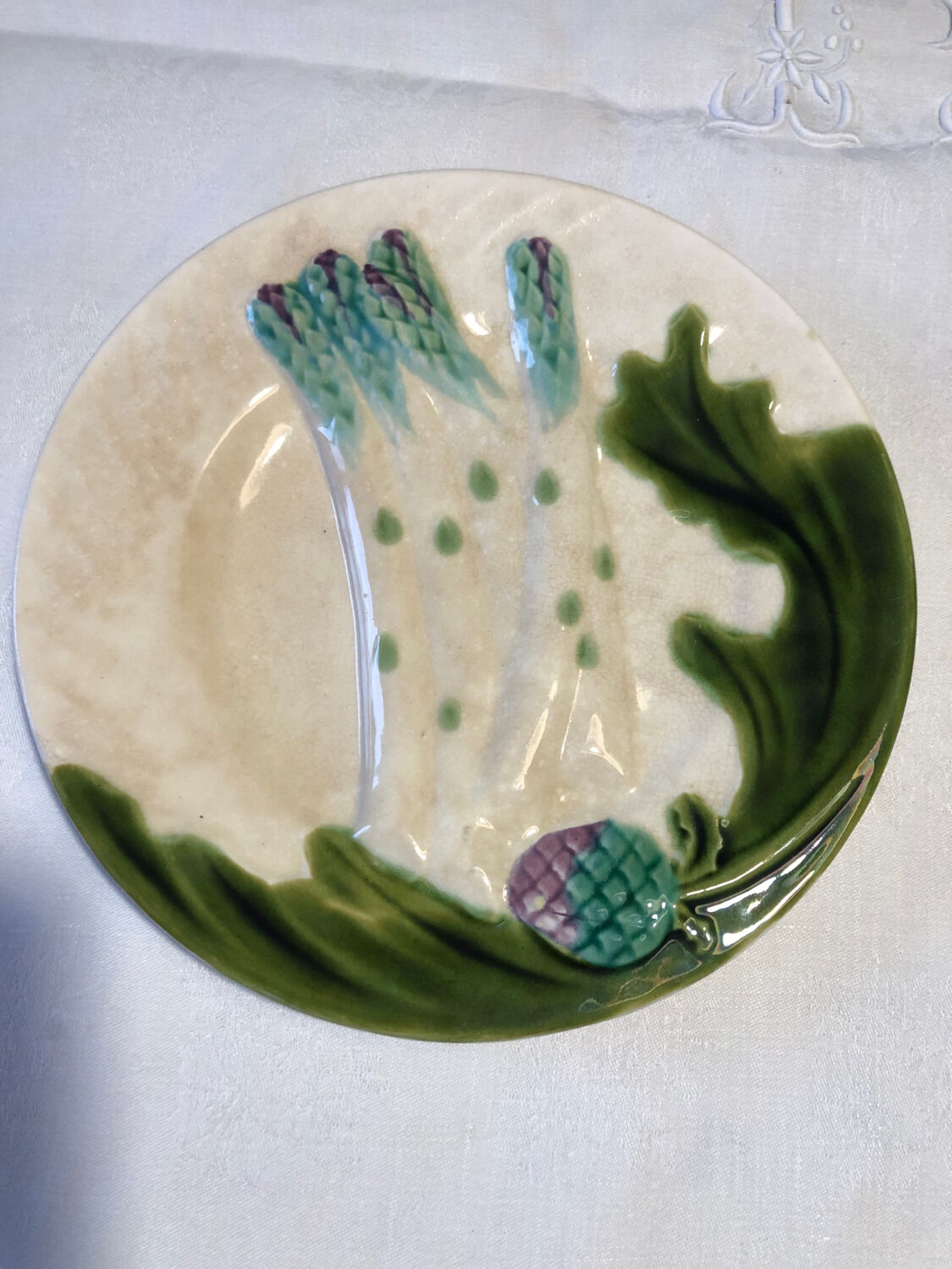 6 old Salins asparagus plates
