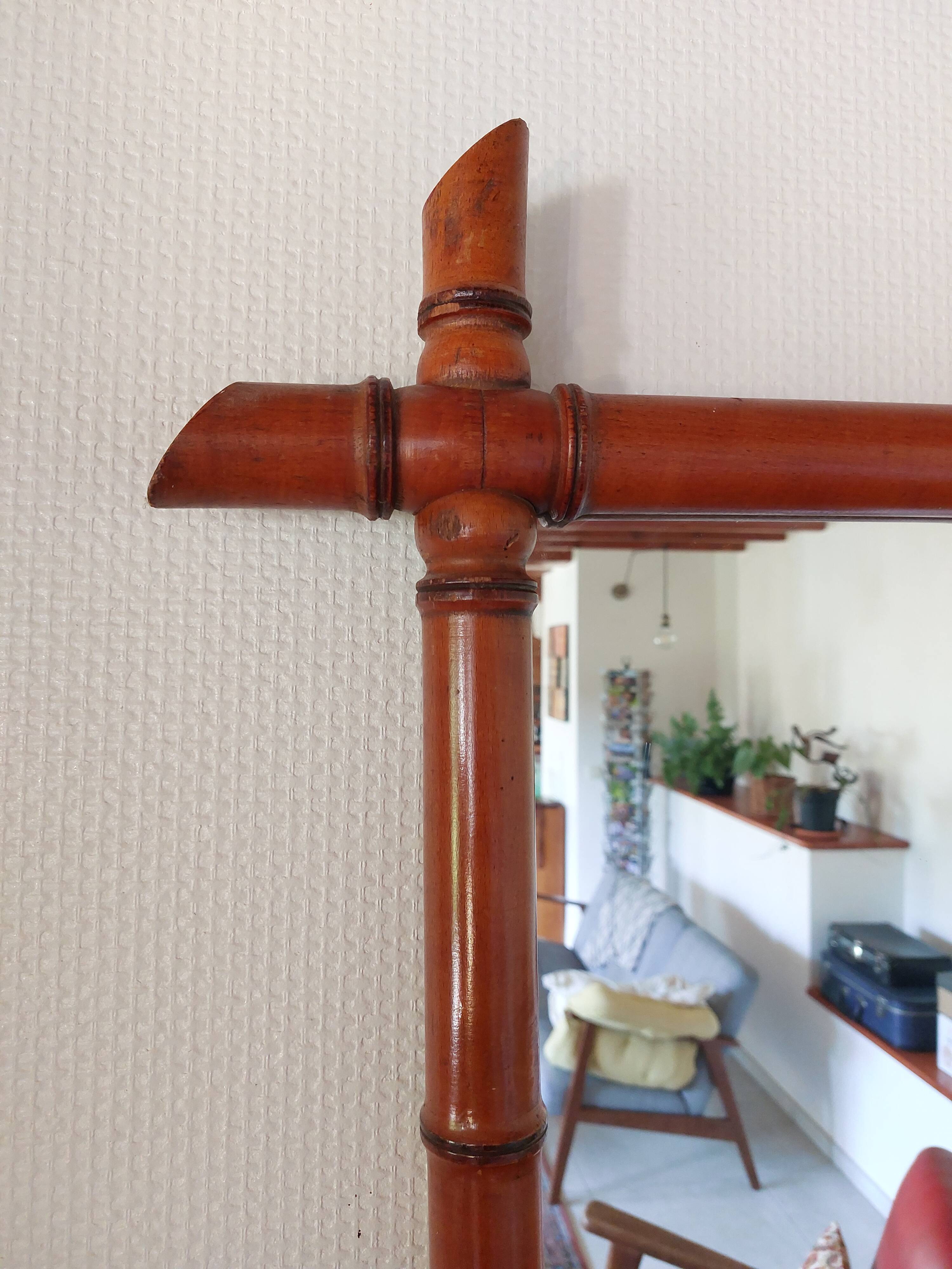 Large vintage bamboo mirror