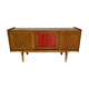 Antique French vintage 50s design wooden and rattan sideboard