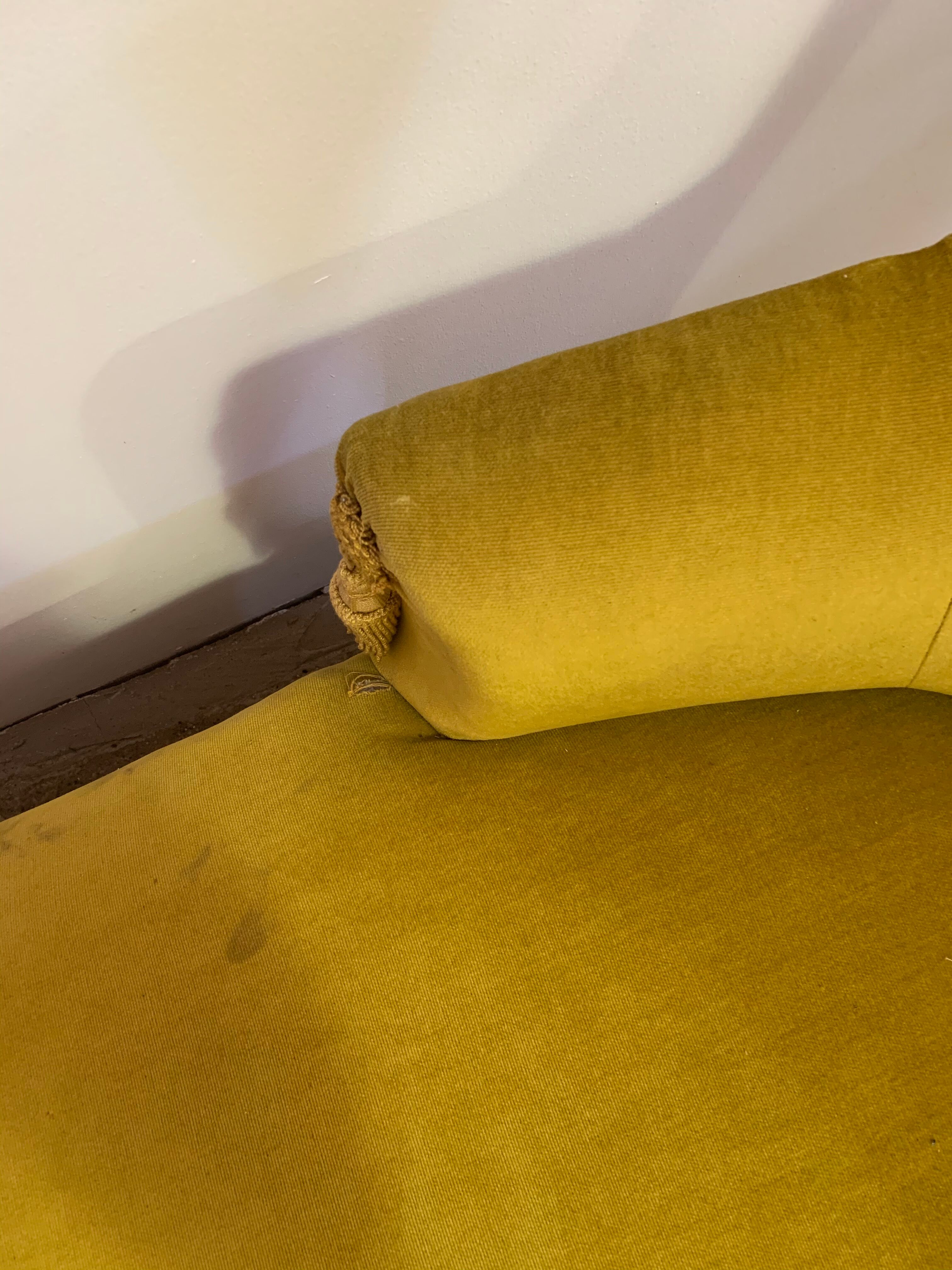 Yellow velvet meridian bench