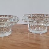 Pair of glass candle holders
