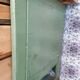 Old wooden garage workbench, industrial vintage.