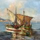 Old painting, Marine, signed B Franco, 50s/70s