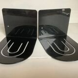 Pair of black metal arched bookends