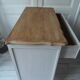 Vintage curved gray pearl-white powdered pearl tray waxed wood