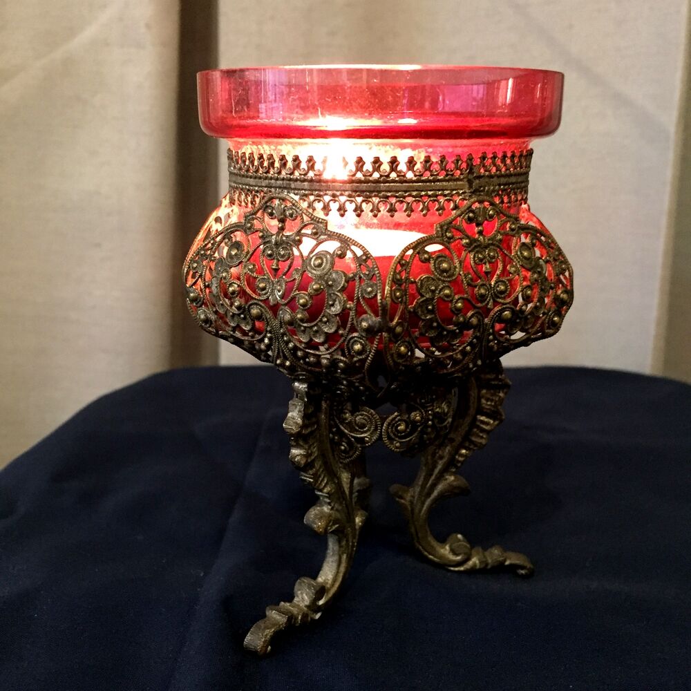 Pilot light or candle holder chrome brass support