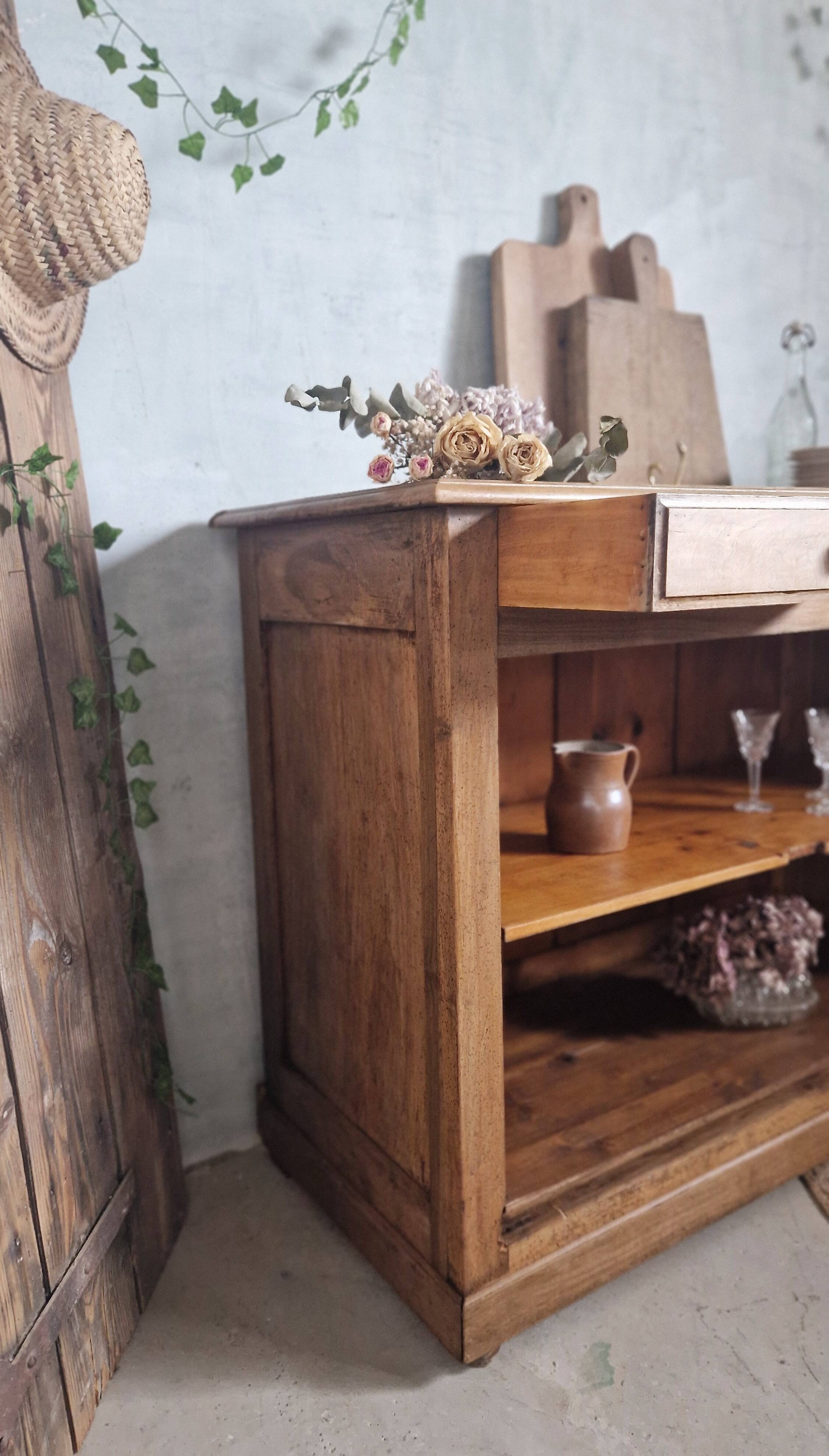 Old open walnut buffet