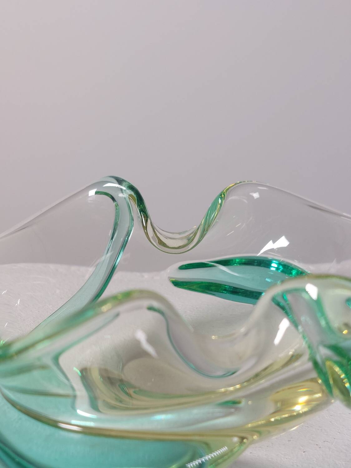 Vintage mid-century artisanal glass catchall.