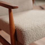 Armchair and ottoman in boucle fabric by H. Lis