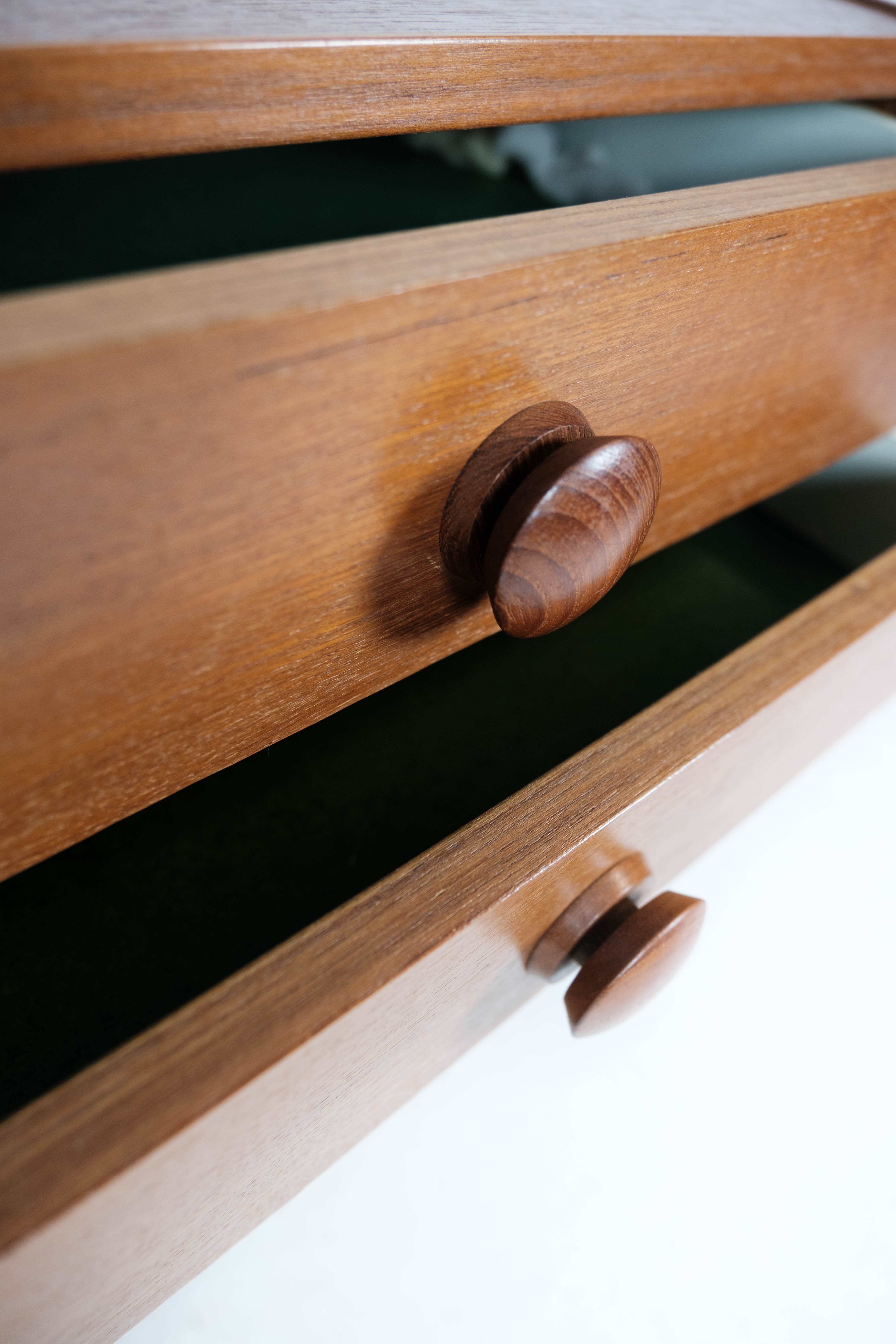 Bedside table with drawers in teak of Danish design manufactured by PBJ Furniture,  1960s
