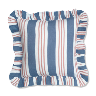 Azure & blush broken stripe cushion cover
