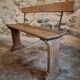 Vintage French wooden bench from the 1920s – Solid beech bench with backrest.