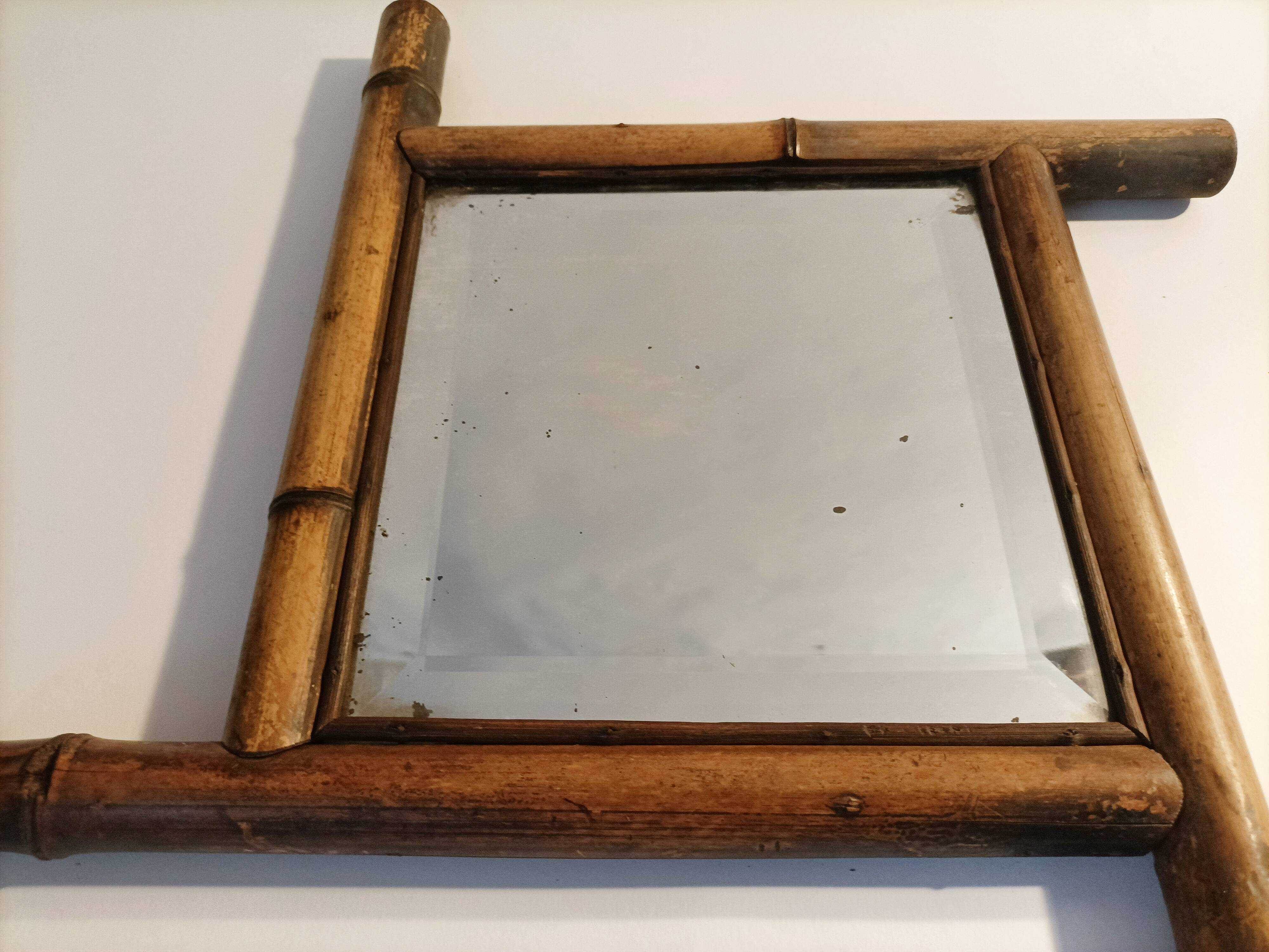 Miroir bambou vintage 35x35cm
