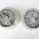 Pair of round ceiling lights in chiseled glass