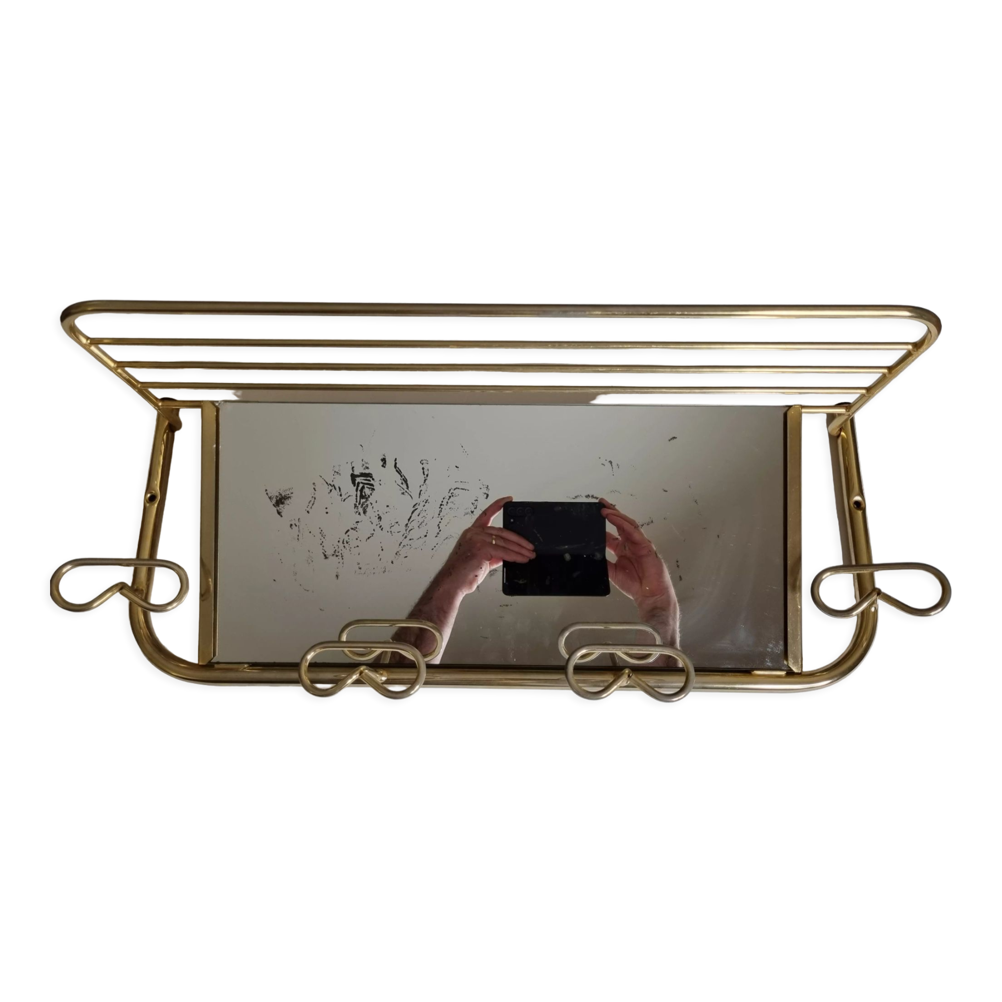 Wall coat rack in vintage gilded metal 60 cm