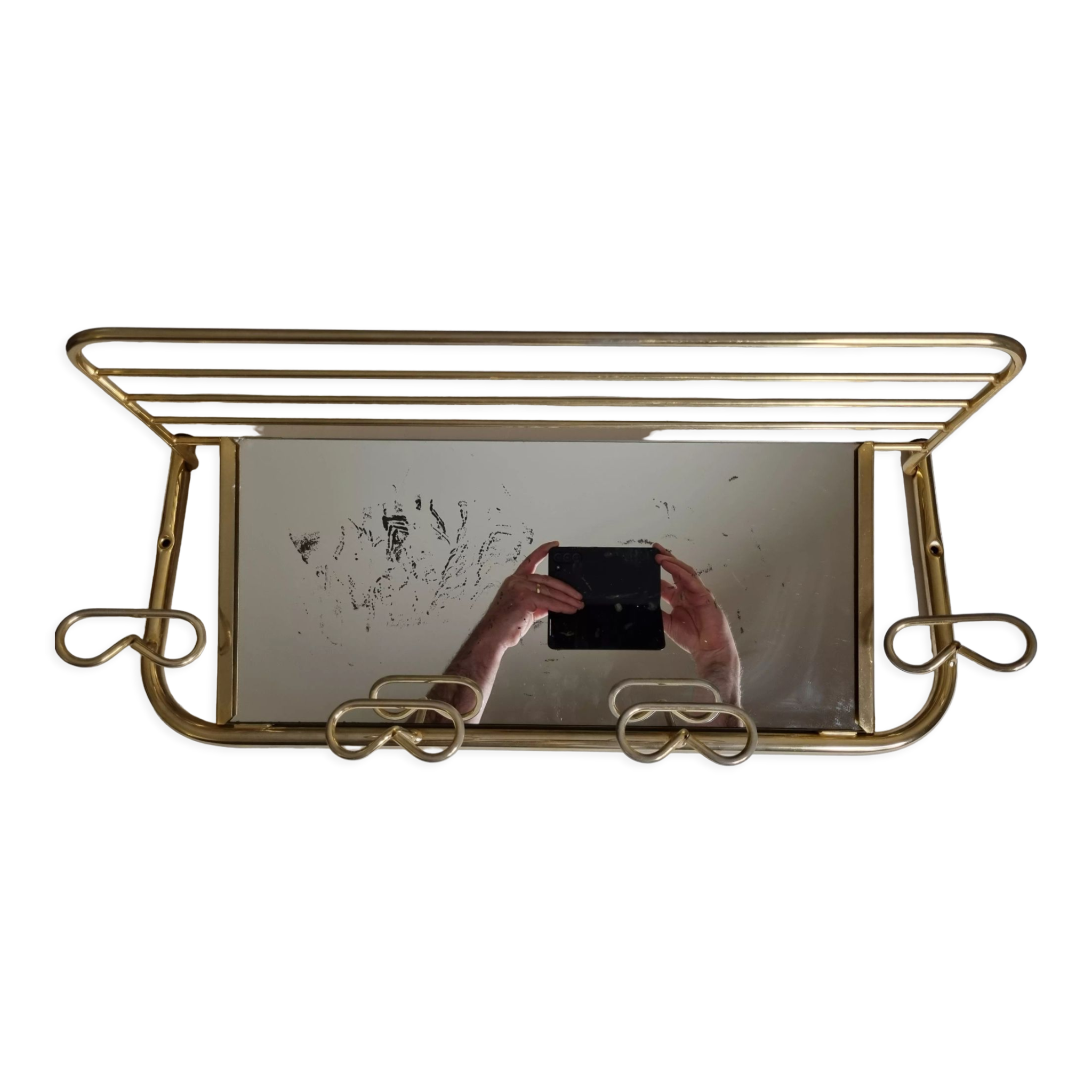 Wall coat rack in vintage gilded metal 60 cm