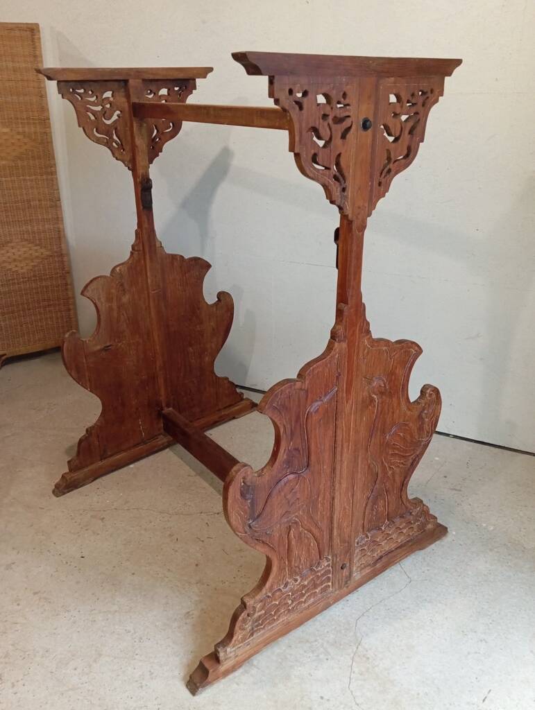 Solid teak carved swing cradle