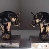 Paire de serres livres art déco éléphants Franjou