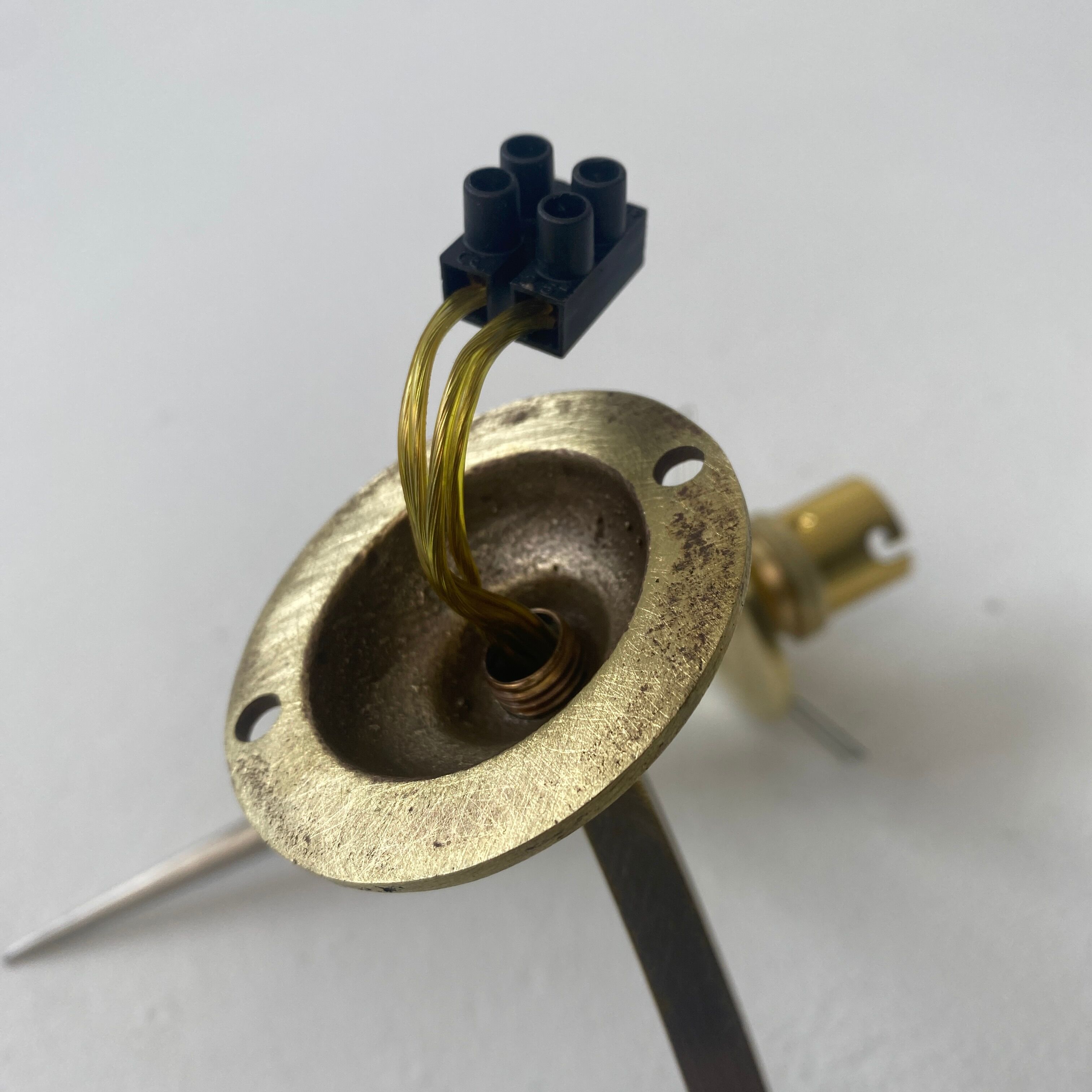 Old double wall lamp in vintage molded glass