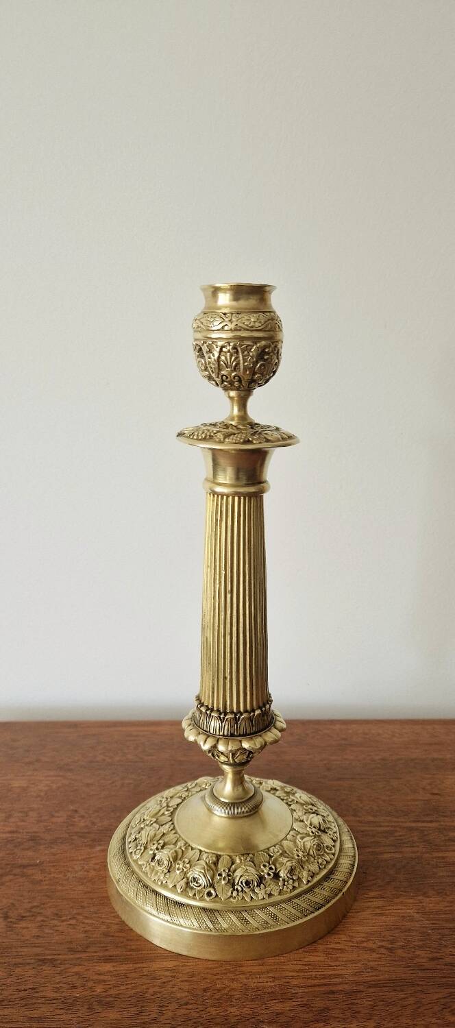 Empire gilded bronze candlestick, 19th century
