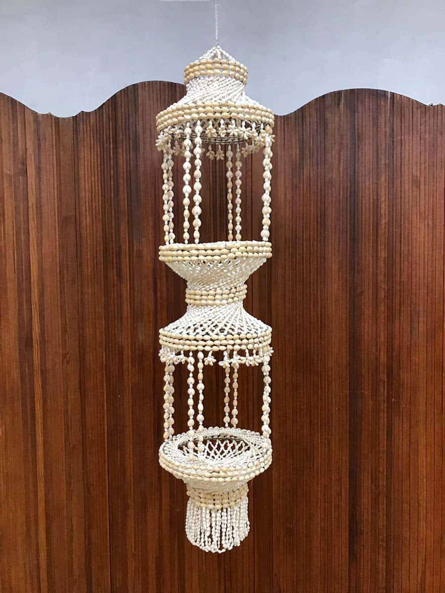 Vintage seashell plant hanger chandelier Ibiza style