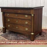 19th century Empire chest of drawers in cherry wood and black marble