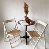 Pair folding chairs caning