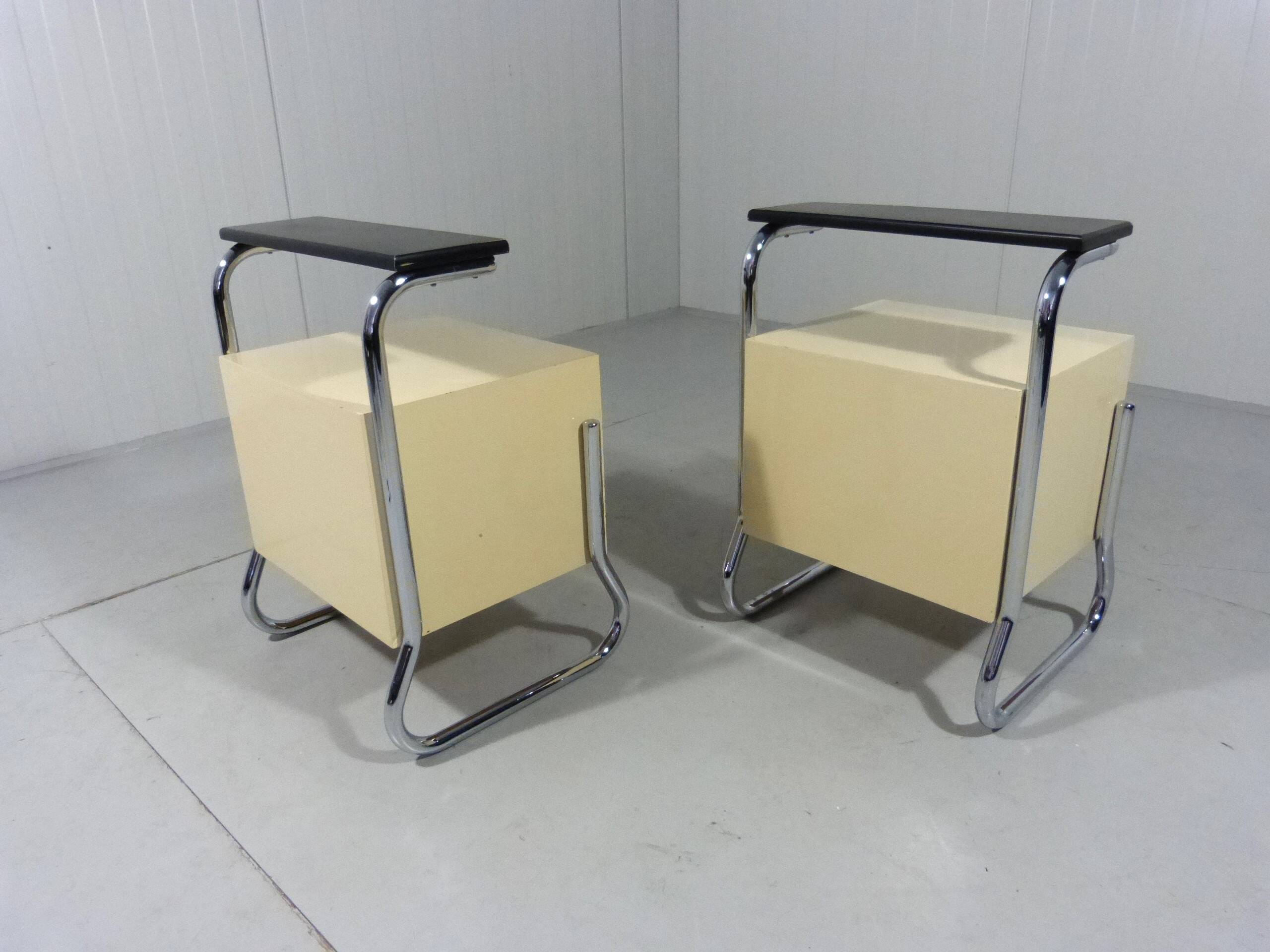Set of 2 tubular bedside tables from the 50s
