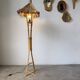 Bamboo and straw floor lamp 1980