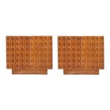 Contemporary Pair of Italian Sideboards Made of Solid Wood and Travertine