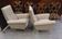 Paire de fauteuils bas en laiton et tissu, Italie années 50