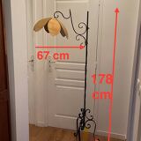 Wrought iron tripod floor lamp & flower lampshade