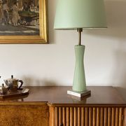 Mid-century modern green Murano glass Table lamp, Barovier & Toso style  Italy, 1940s