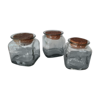 Set of three vintage glass jars