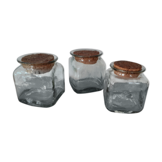 Lot de trois pots en verre vintage