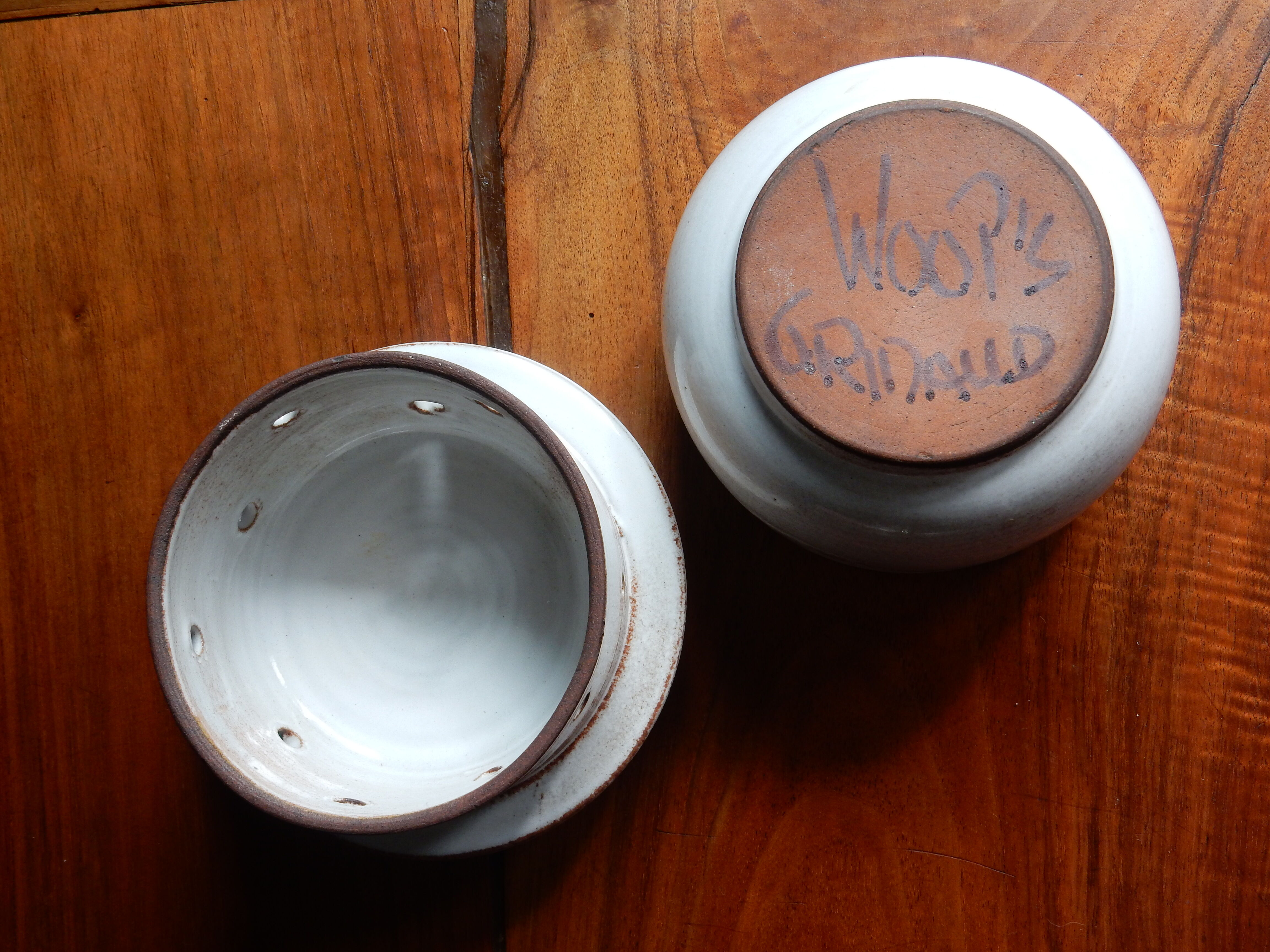 White stoneware butter dish