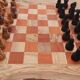 Rustic wooden chessboard