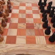 Rustic wooden chessboard