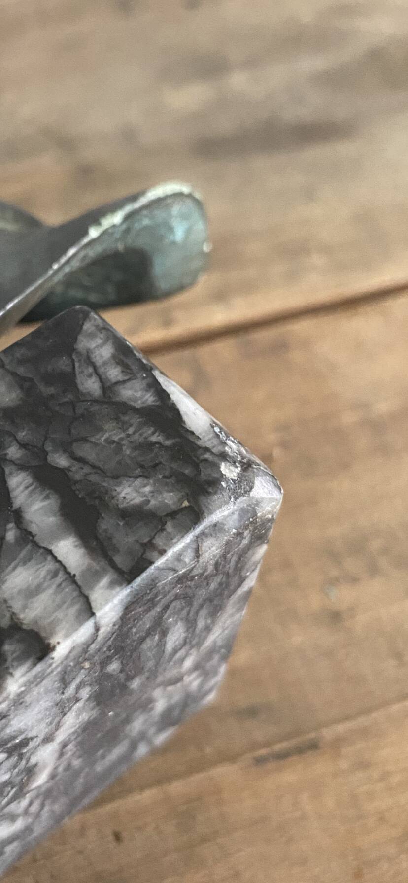 Greek head in patinated plaster with marble base