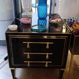 Pair of nightstands in stained glass and brass