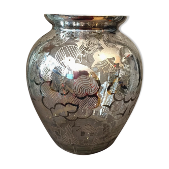 Vase transparent motifs art nouveau