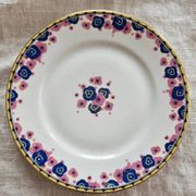 Set of 6 Art Deco dessert plates - Limoges porcelain a.f. and