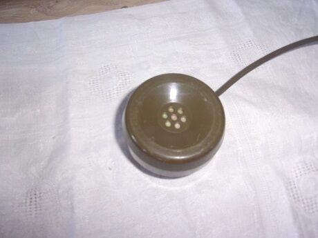 Old 1970 dial, grey and green PTT phone